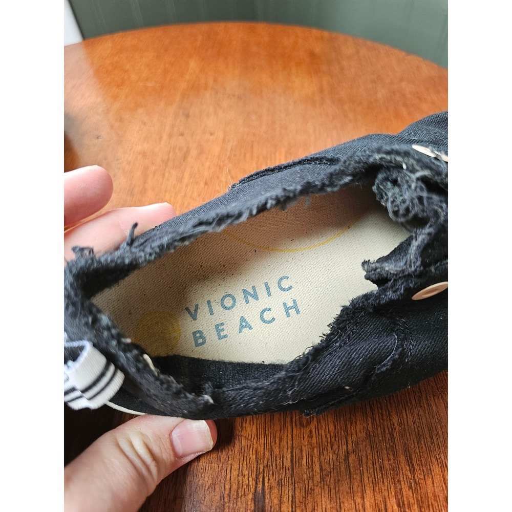 Vionic Beach Pismo Canvas Sneakers Black Frayed Slip On Shoes Womens 8 10011625 - Picture 6 of 7